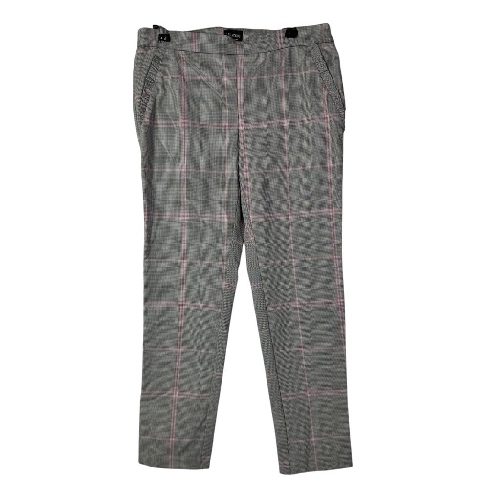 Flirtatious Black & Pink Houndstooth Straight Leg Dress Pants L
